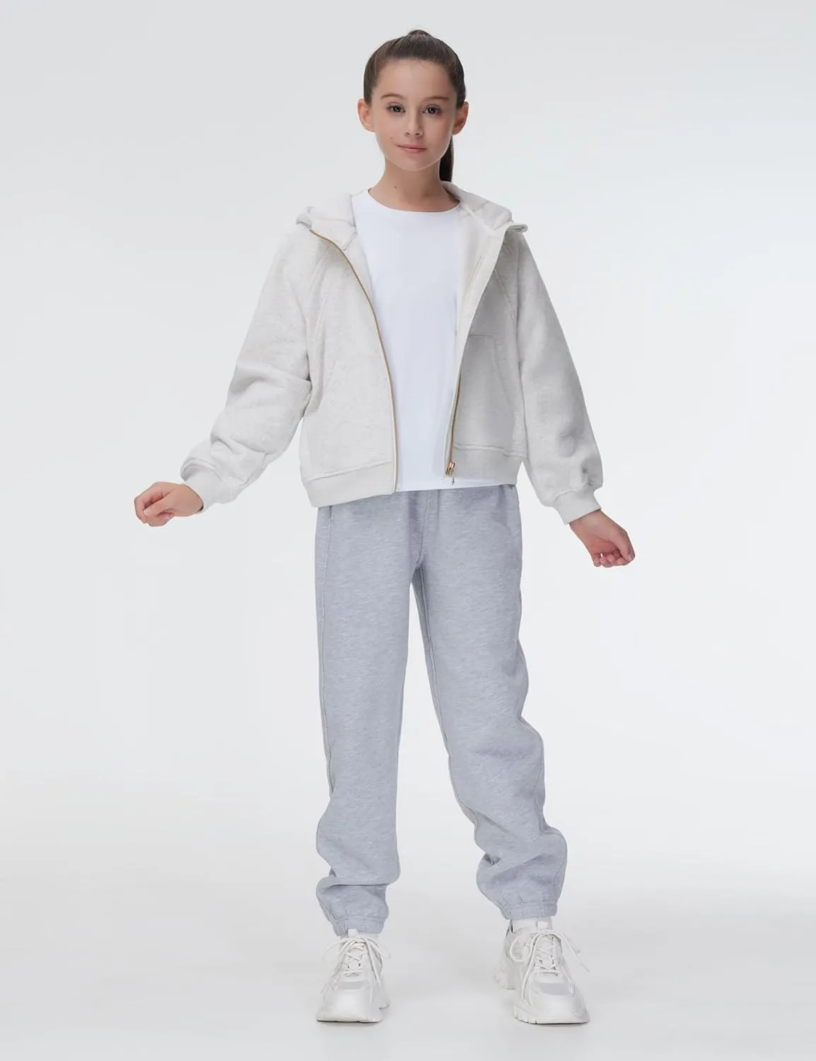 THE GYM PEOPLE Girl's Fleece Tapered Workout Sweatpants Warm Soft Athletic Joggers Pants with Pockets