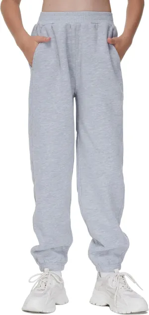 THE GYM PEOPLE Girl's Fleece Tapered Workout Sweatpants Warm Soft Athletic Joggers Pants with Pockets