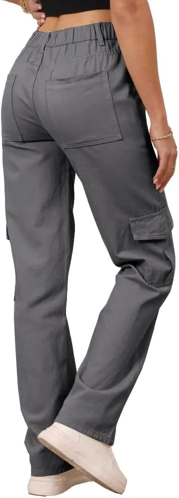 THWEI Cargo Pants for Women High Waisted Casual Pants Y2K Streetwear with 6 Pockets