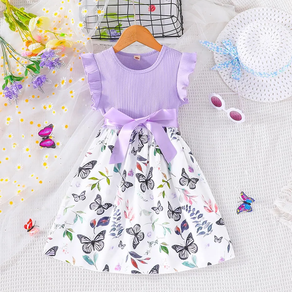 Toddler Girls Dress, Ruffle Sleeveless Summer Baby Girl Fashion Dresses 3-8Y