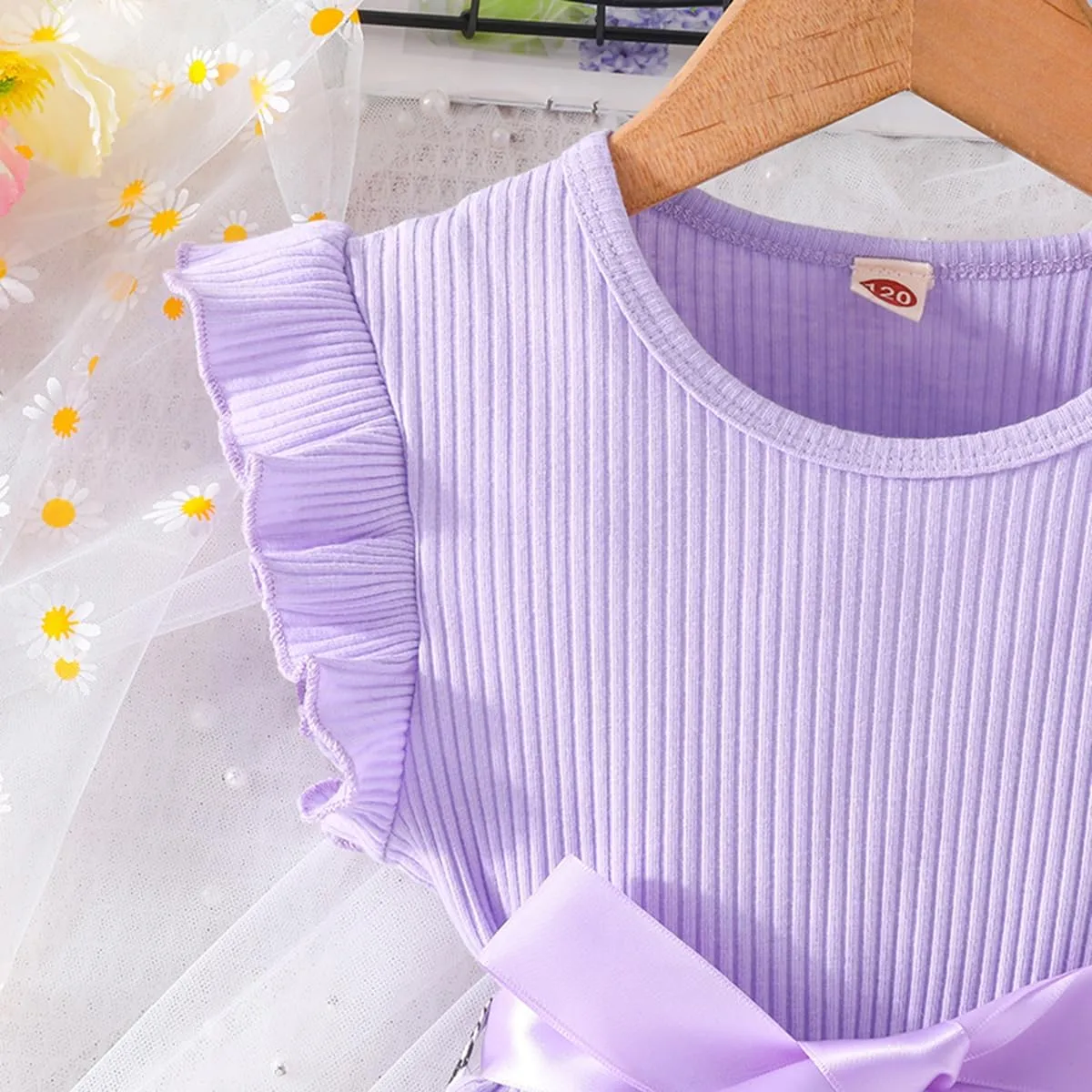 Toddler Girls Dress, Ruffle Sleeveless Summer Baby Girl Fashion Dresses 3-8Y