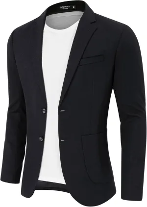 TURETRENDY Men's Casual Blazer Linen Sport Coat Two Button Lightweight Jackets Business Daily Suit