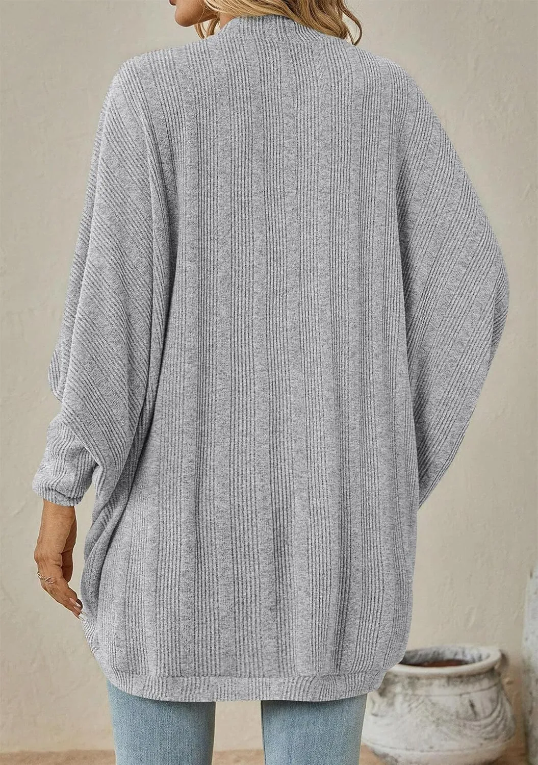 TYQQU Women's Long Sleeve Slouchy Cardigan Cable Knit Open Front Sweater Fashion Casual Outerwear
