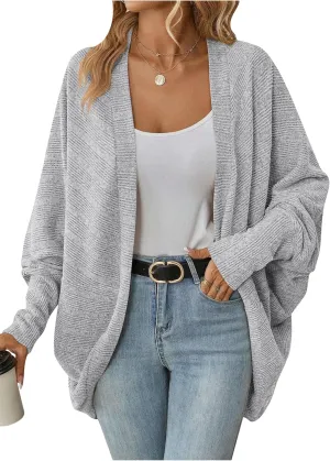 TYQQU Women's Long Sleeve Slouchy Cardigan Cable Knit Open Front Sweater Fashion Casual Outerwear