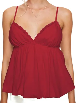 UAURORAO Women Y2K Babydoll Tank Top Spaghetti Strap Peplum Tops V Neck Aesthetic Preppy Going Out Shirts