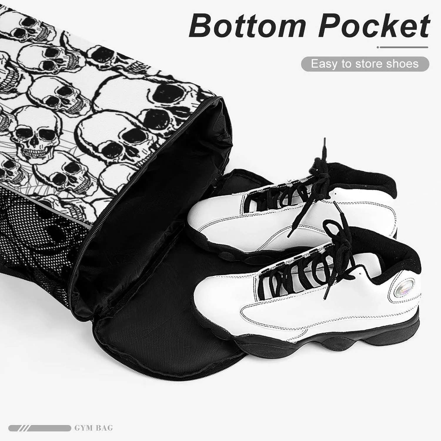Unisex Fashion Drawstring Backpack Compatible with Sugar Skull Gym Bags with Zipper Pockets Waterproof Shoes Compartment, Multifunction Drawstring Bag for Cycling Hiking