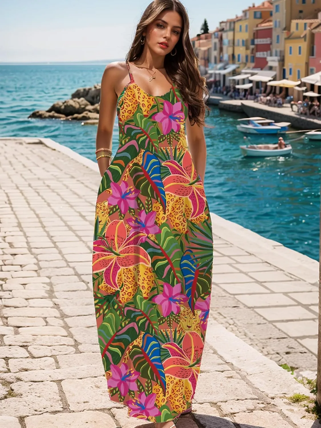 UOUA Hawaiian Dresses for Women Plus Size Sundress Luau Party Summer Curvy Maxi Tropical Boho Sexy Dress