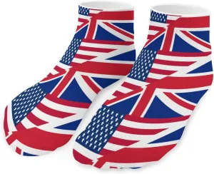 U.S. And English Flag Unisex Ankle Socks Low Cut Funny Print Athletic No Show Stocking