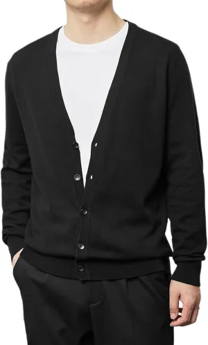 utcoco Men's Cotton Long Sleeve Knit Cardigan Open Front Button Down Cardigan Sweaters for Men