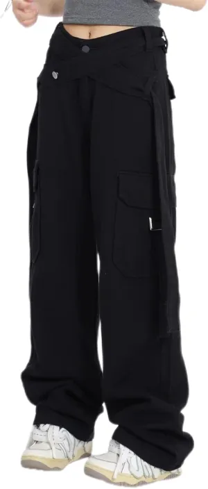 VOIKERDR Cargo Pants Women High Rise Baggy Straight Leg Cargo Pants Street wear Casual Trousers with Pockets Y2K Pants