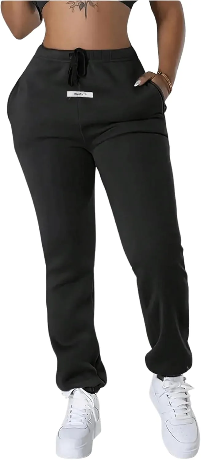 WDIRARA Women's High Waisted Sweatpants Drawstring Workout Active Joggers Pants with Pockets