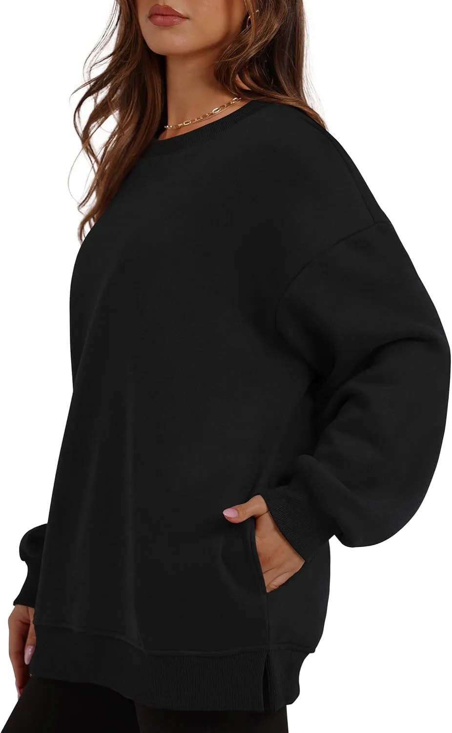 WIHOLL Womens Oversized Sweatshirts Crewneck Long Sleeve Tops Fleece Pullover Fall Fashion Clothes with Pocket