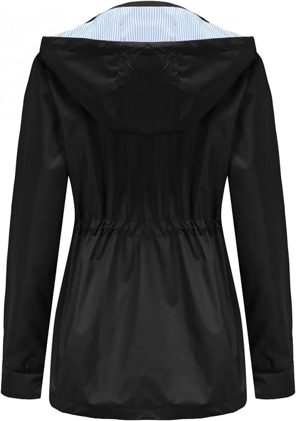 Wkishenl Rain Coat for Women Waterproof with Hood Active Outdoor Rain Jacket Solid Lightweight Zip Up Lace Up Fall Raincoat