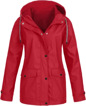 Wkishenl Rain Jacket Women 2024 Summer Fall Lightweight Outdoor Jackets Zip Waterproof Hooded Raincoat with Pockets