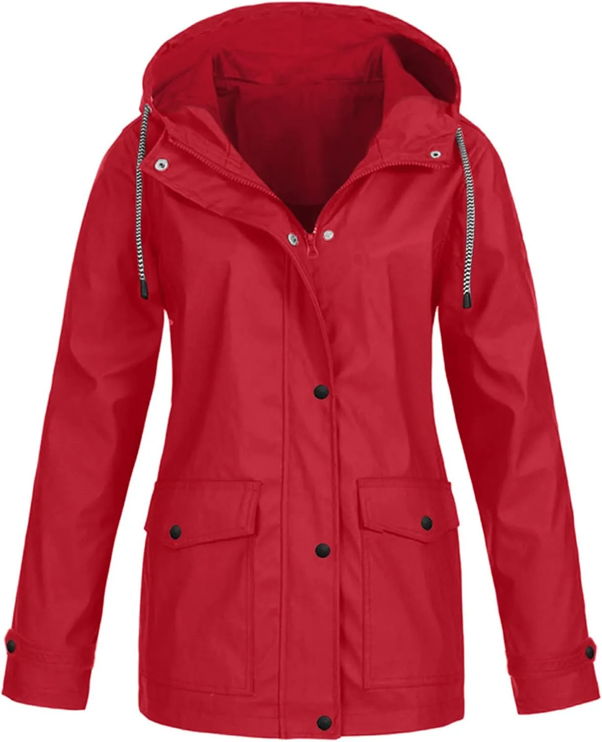Wkishenl Rain Jacket Women 2024 Summer Fall Lightweight Outdoor Jackets Zip Waterproof Hooded Raincoat with Pockets