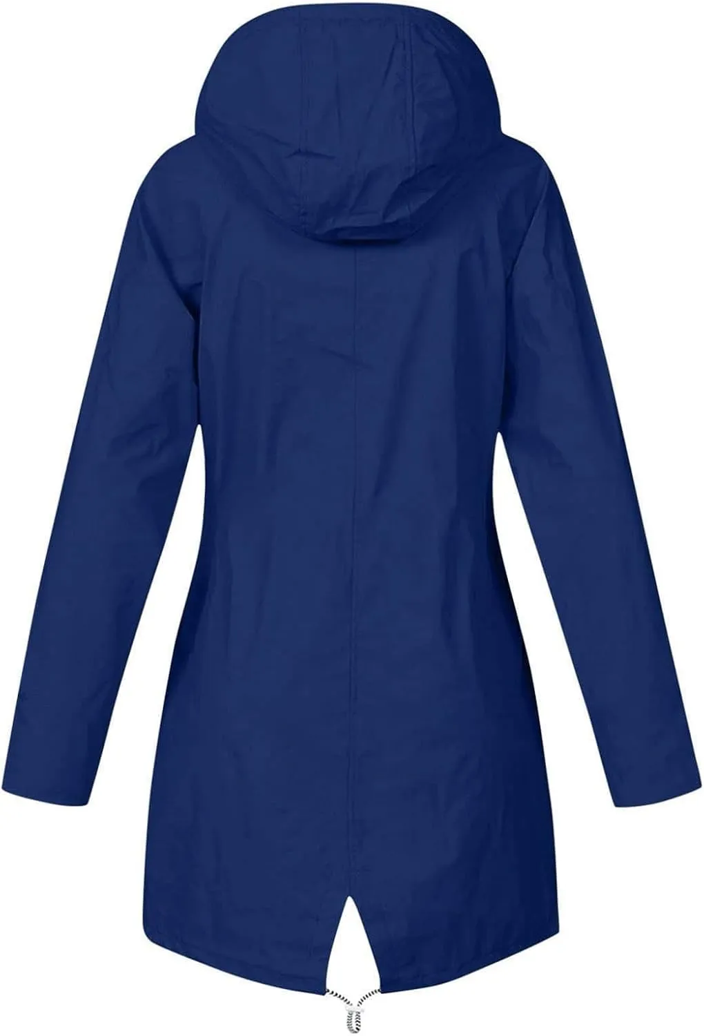Wkishenl Womens Rain Jacket Zipper Lace Up Waterproof Hooded Long Trench Coats Striped Lined Windbreaker Travel Jacket