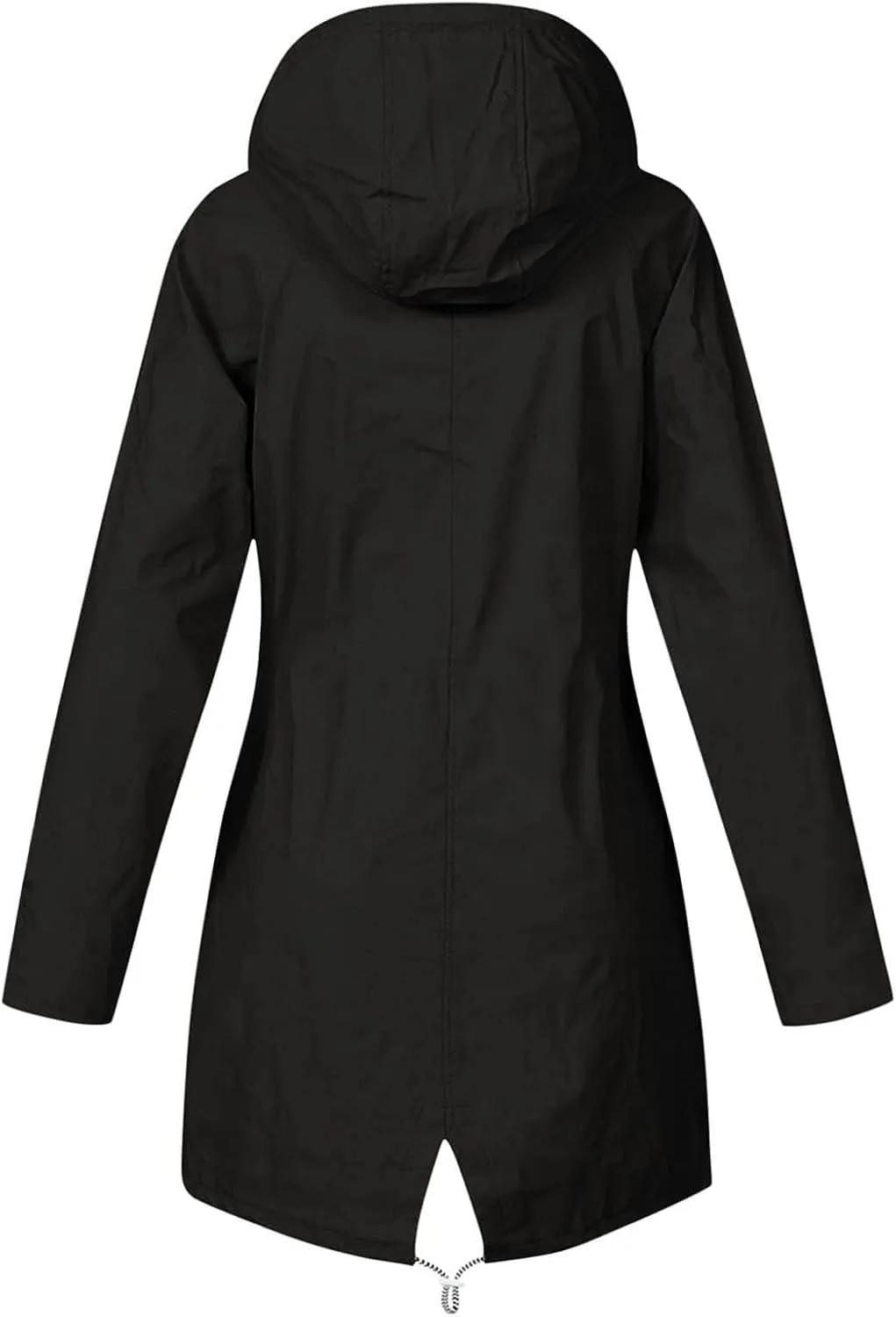 Wkishenl Womens Rain Jacket Zipper Lace Up Waterproof Hooded Long Trench Coats Striped Lined Windbreaker Travel Jacket