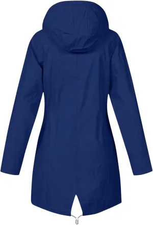 Wkishenl Womens Rain Jacket Zipper Lace Up Waterproof Hooded Long Trench Coats Striped Lined Windbreaker Travel Jacket