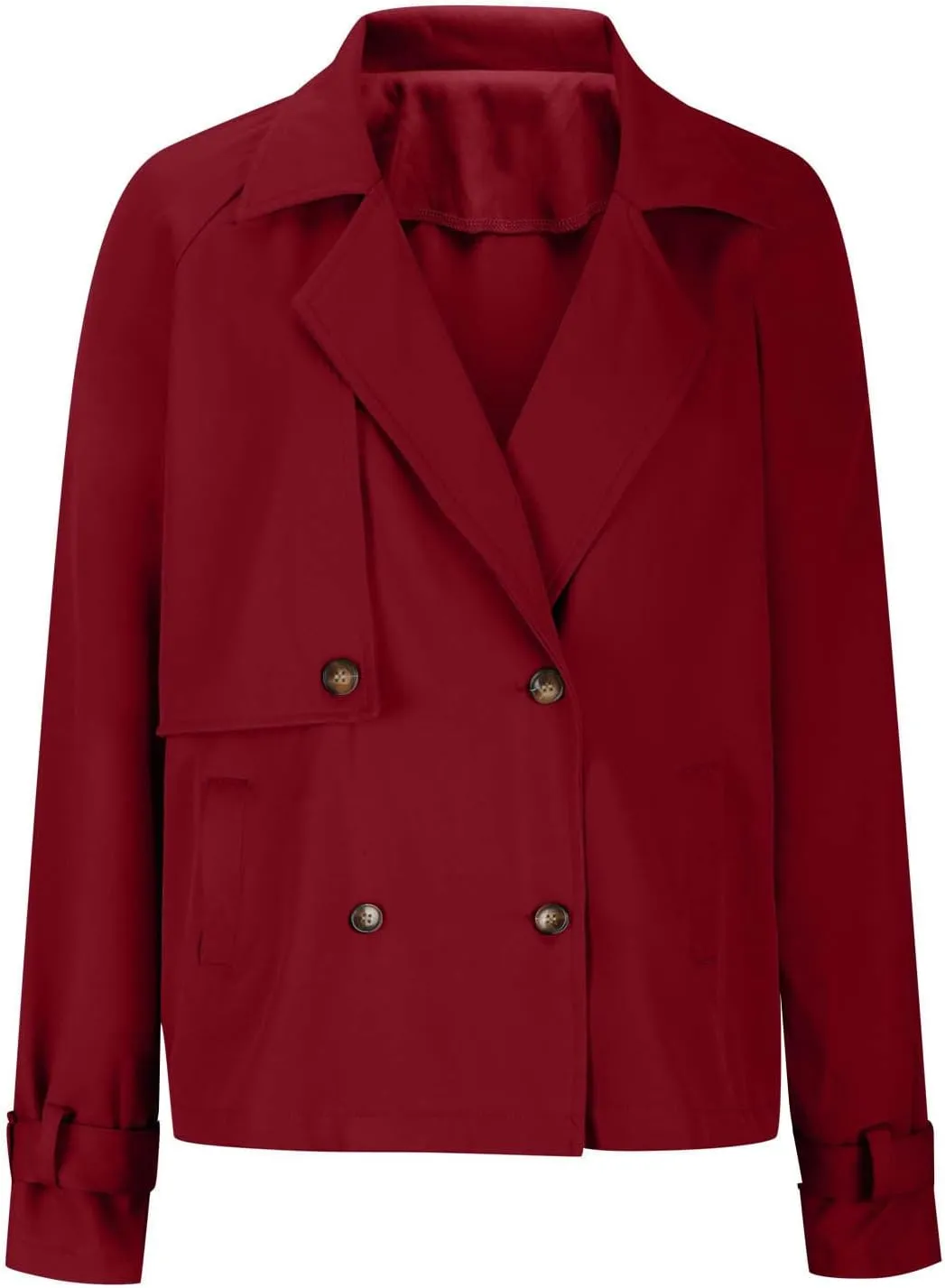 Women Crop Double Breasted Trench Coat Raglan Sleeve Work Office Cropped Jacket With Pockets Fashion Fall Jackets