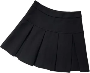 Women Fashion A Line Pleated Skirt High Waist Zipper Student Mini Suit Skirt