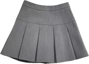Women Fashion A Line Pleated Skirt High Waist Zipper Student Mini Suit Skirt