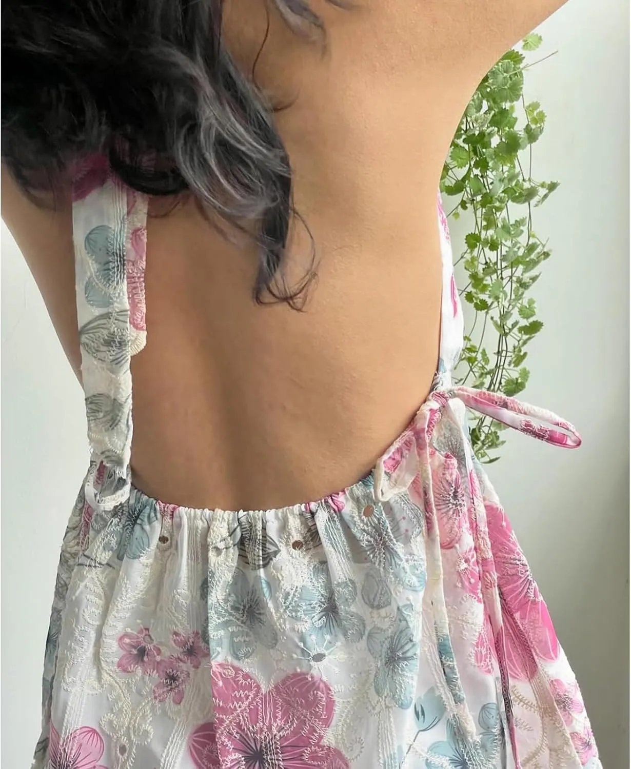 Women Floral Halter Deep V Neck Tank Top Y2K Ruffle Hem Tie Backless Wrap Crop Vest Sexy Bodycon Going Out Tops