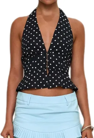 Women Floral Halter Deep V Neck Tank Top Y2K Ruffle Hem Tie Backless Wrap Crop Vest Sexy Bodycon Going Out Tops