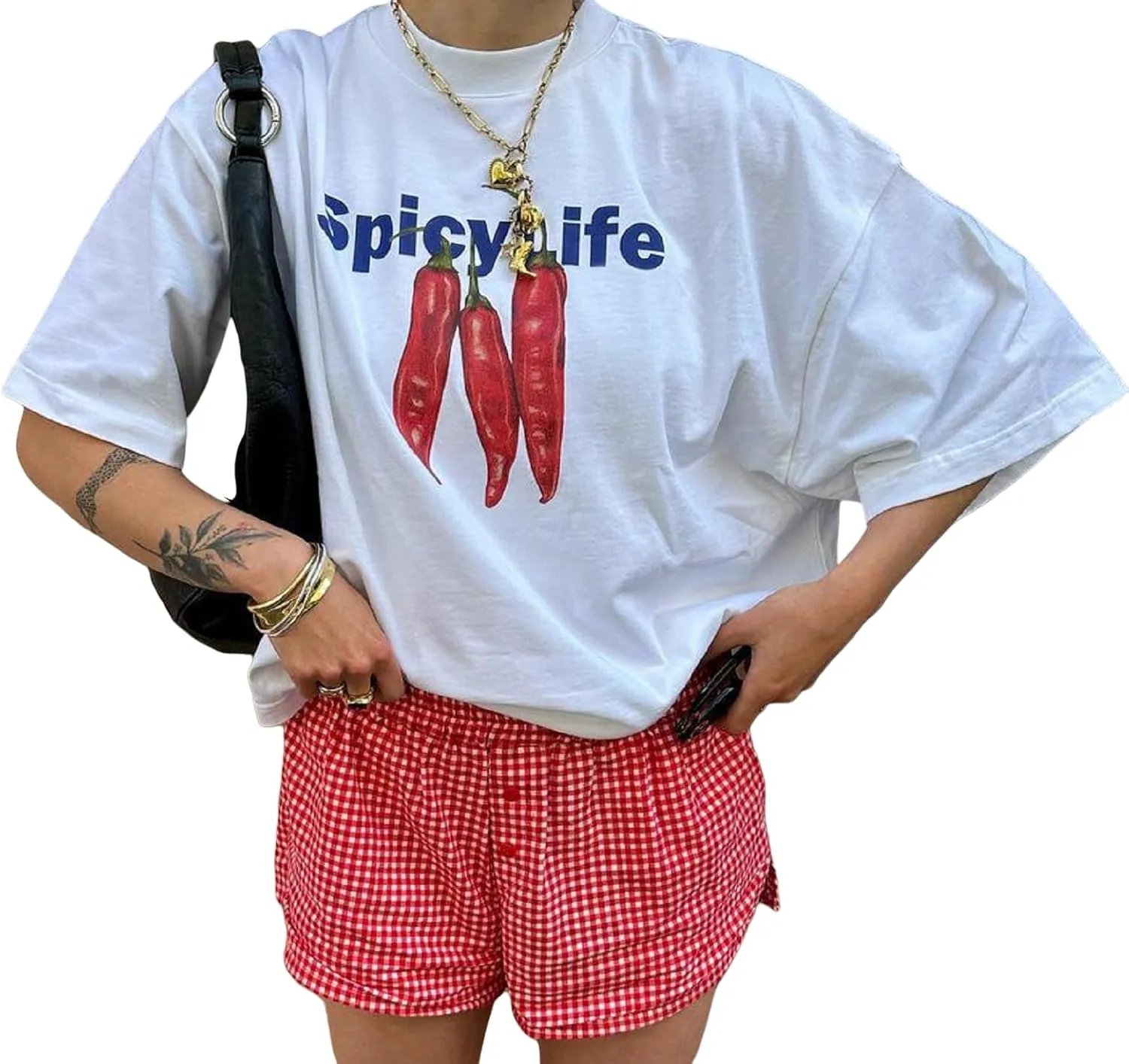 Women Graphic Oversized Tee Y2k Fruit Print Short Sleeve White Top Crewneck Cute Aesthetic Tee Shirts Summer