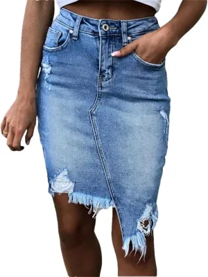 Women High Waist Straight Elegant Ripped Mini Dress Irregular Wide Leg Shorts Skirts