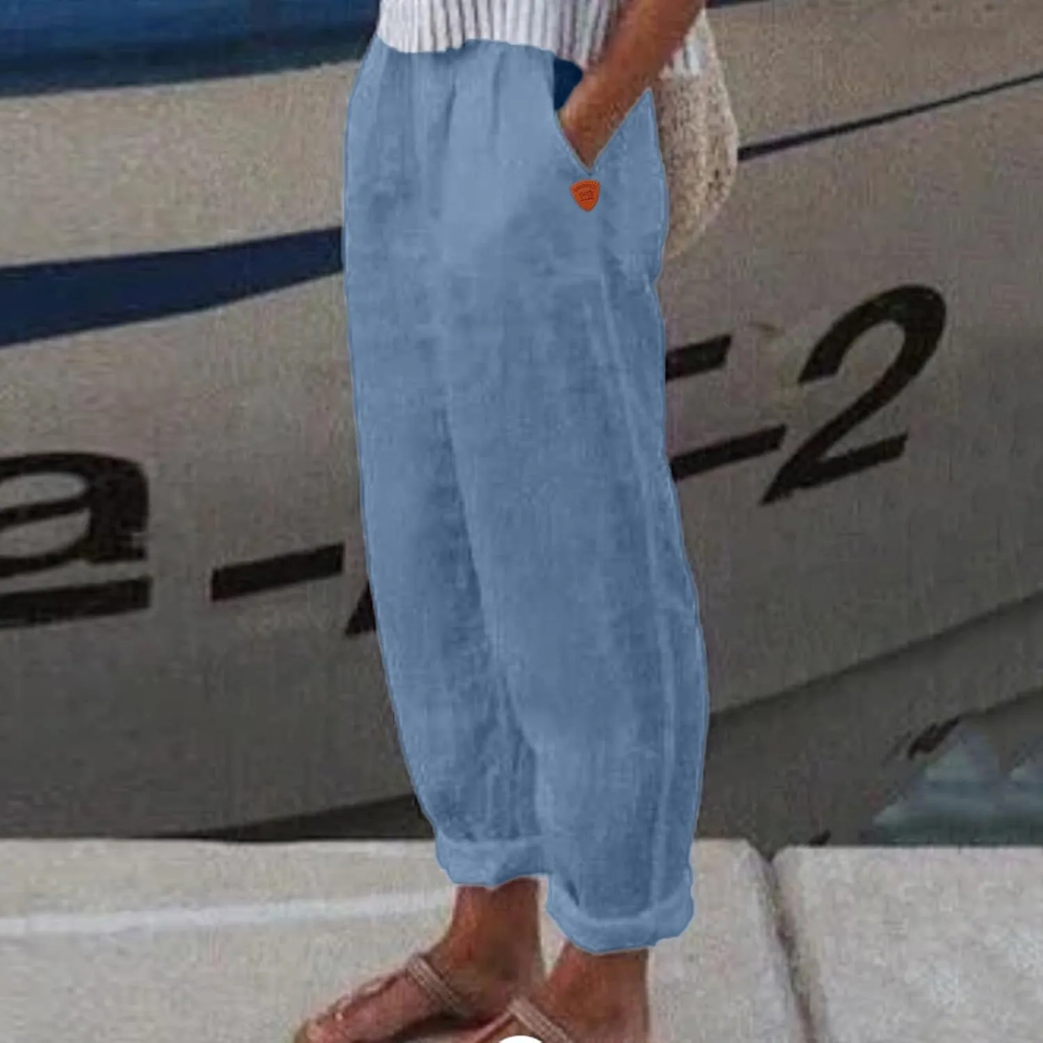 Women High Waisted Wide Leg Pants Fashion Drawstring Elastic Trousers Comfy Straight Leg Long Pants with Pockets
