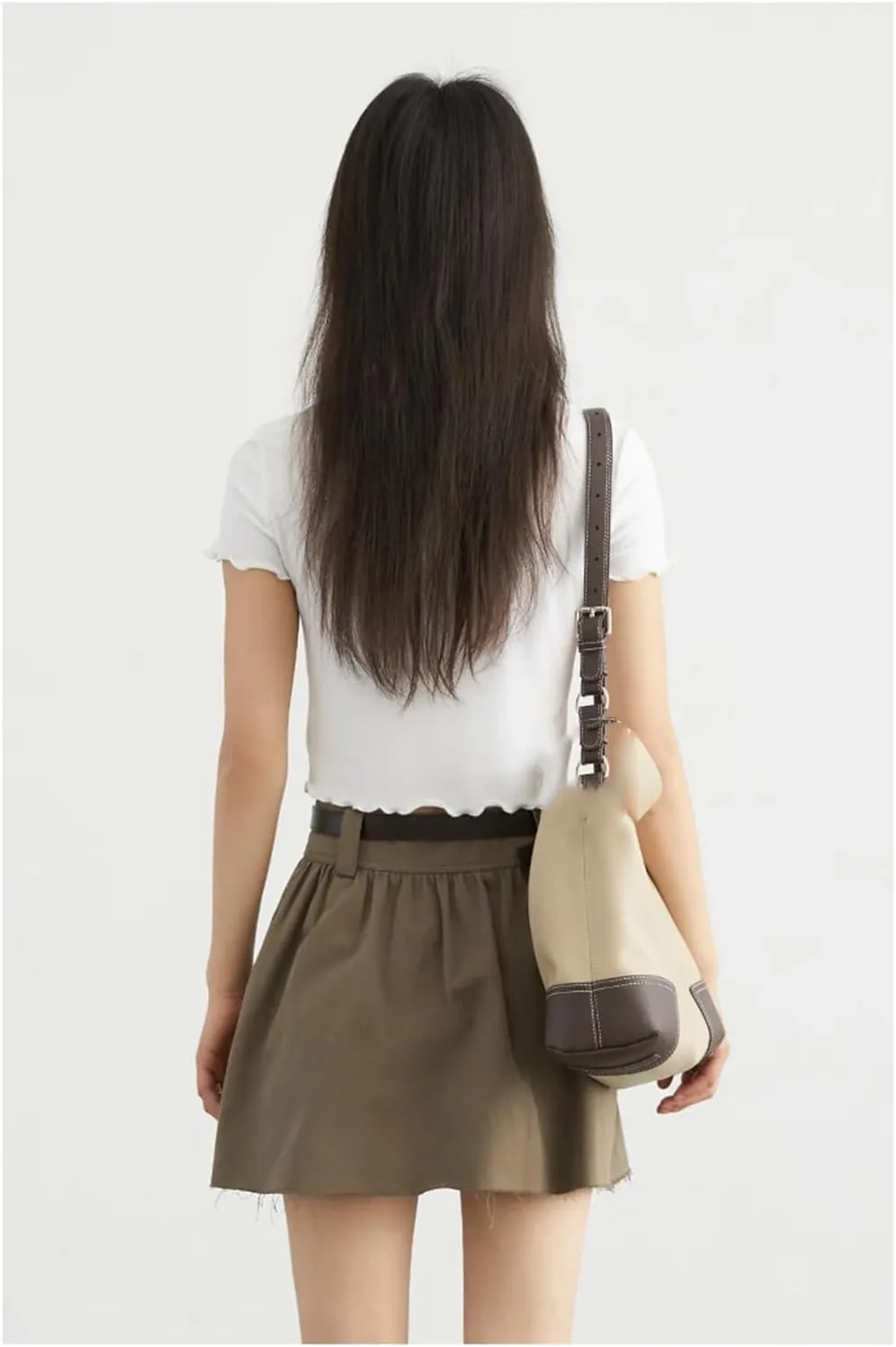 Women Loose Solid Cotton High Waisted Pleated Skirt A-Line Lightweight Flared Casual Mini Skirts
