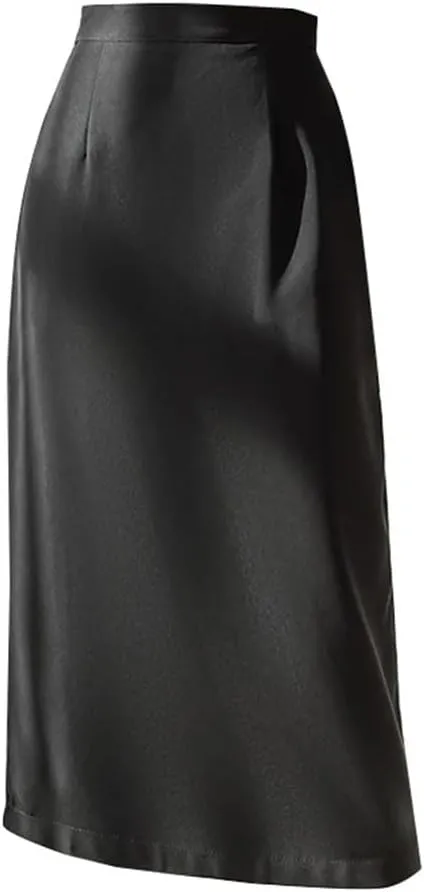 Women Solid Color Elegant High Waist Workwear Back Zipper A-Line Knee Length Skirts