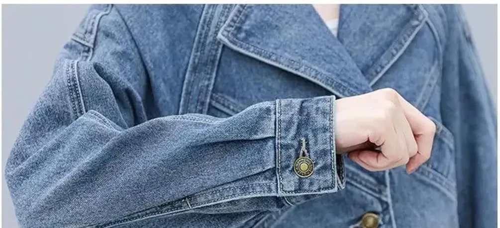 Women Spring Autumn Denim Jacket Korean Casual Female Outerwear Suit Collar Short Jean Jacket