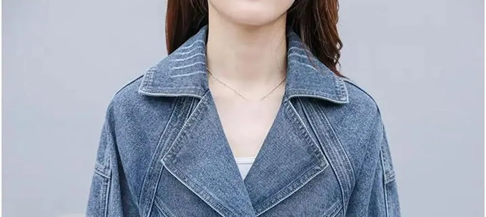 Women Spring Autumn Denim Jacket Korean Casual Female Outerwear Suit Collar Short Jean Jacket