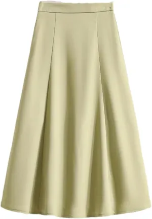 Women Summer High Waist Solid Color A Line Casual Mid Calf Straight Skirt