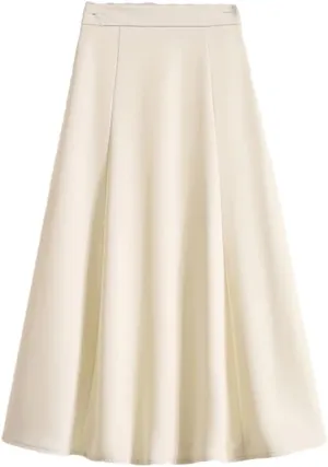 Women Summer High Waist Solid Color A Line Casual Mid Calf Straight Skirt