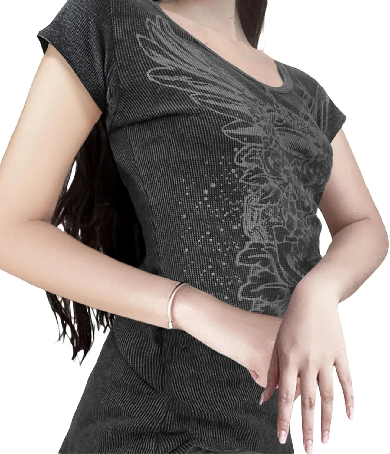 Women Y2K Long Sleeve Top Tee Sexy Patchwork Square Collar Black Basic Slim Fit Blouse Tops Streewear