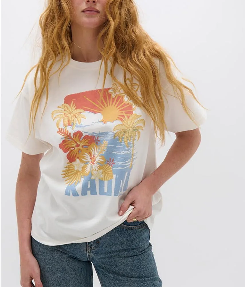 Women Y2K Oversized Graphic Tshirt Short Sleeve Aesthetic Floral Loose Fit Tees Teen Girl Summer Coastal Baggy Tops