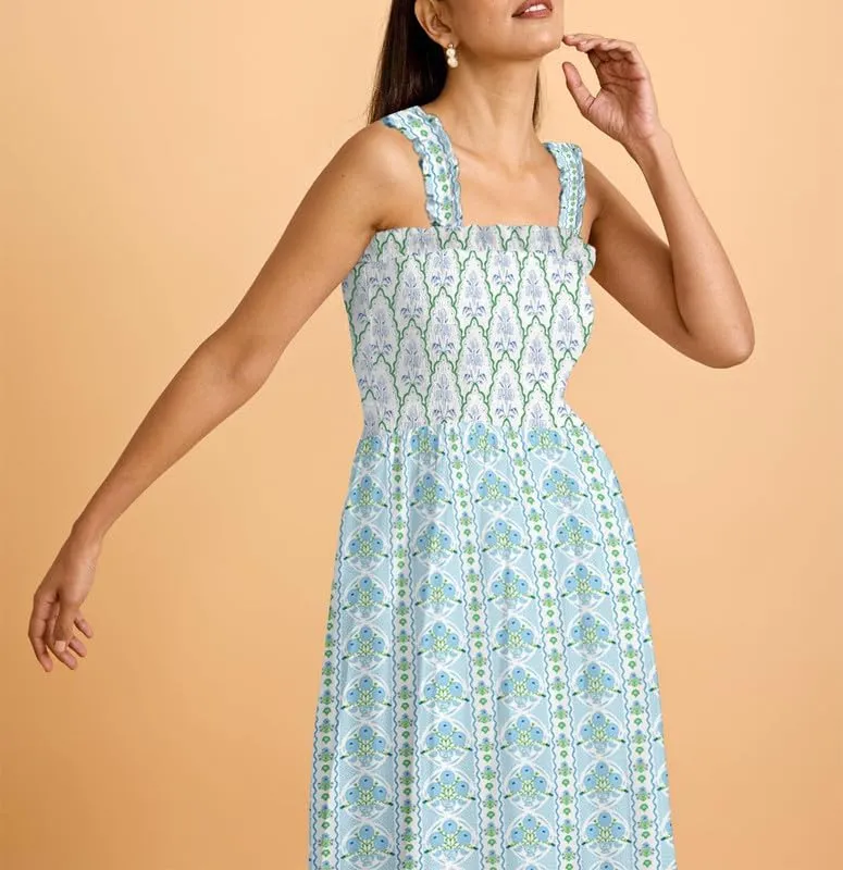 Women Y2K Patchwork Floral Maxi Dress Tie Shoulder Smocked A Line Flowy Long Dress Boho Ruffle Beach Sundress