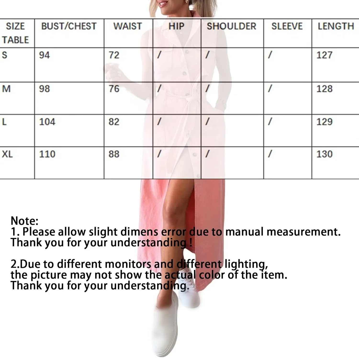 Women's 2025 Long Sleeveless Lace-Up Denim Dress, Lapel Sleeveless Denim Shirt Dress Button Down Belted Jean Dresses