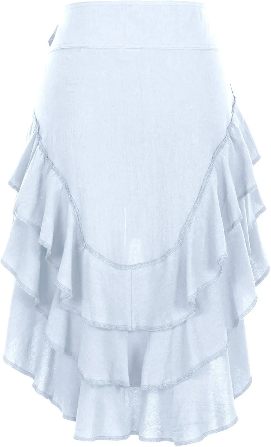 Womens Asymmetrical Hem Ruffle Skirts High Waisted Pleated Skirt Elastic Layered Mini Skirts A Line Beach Skirt