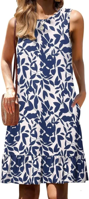 Women's Black Solid Sleeveless Crewneck Shift Mini Dress with Ruffled Hem Elegant Causal 2025 Summer Fashion Clothes