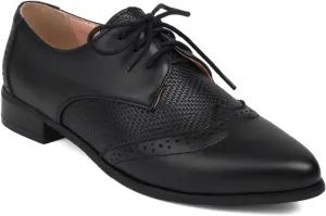 Women's Brogues Lace up Oxford Western Shoes Closed Pointed Toe Classic Party Comfortable Business Oxfords Chunky Dating Wedding Vintage Wingtip Low Block Heeled All Weather Heels