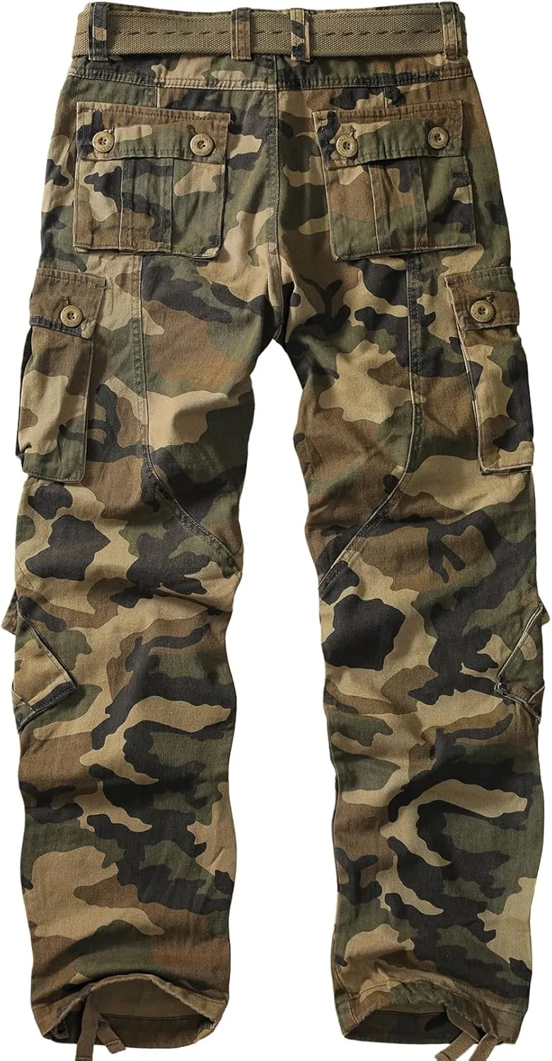 Womens Cargo Army Combat Work Pants with 8 Pockets Casual Cotton Ripstop Construction Pants