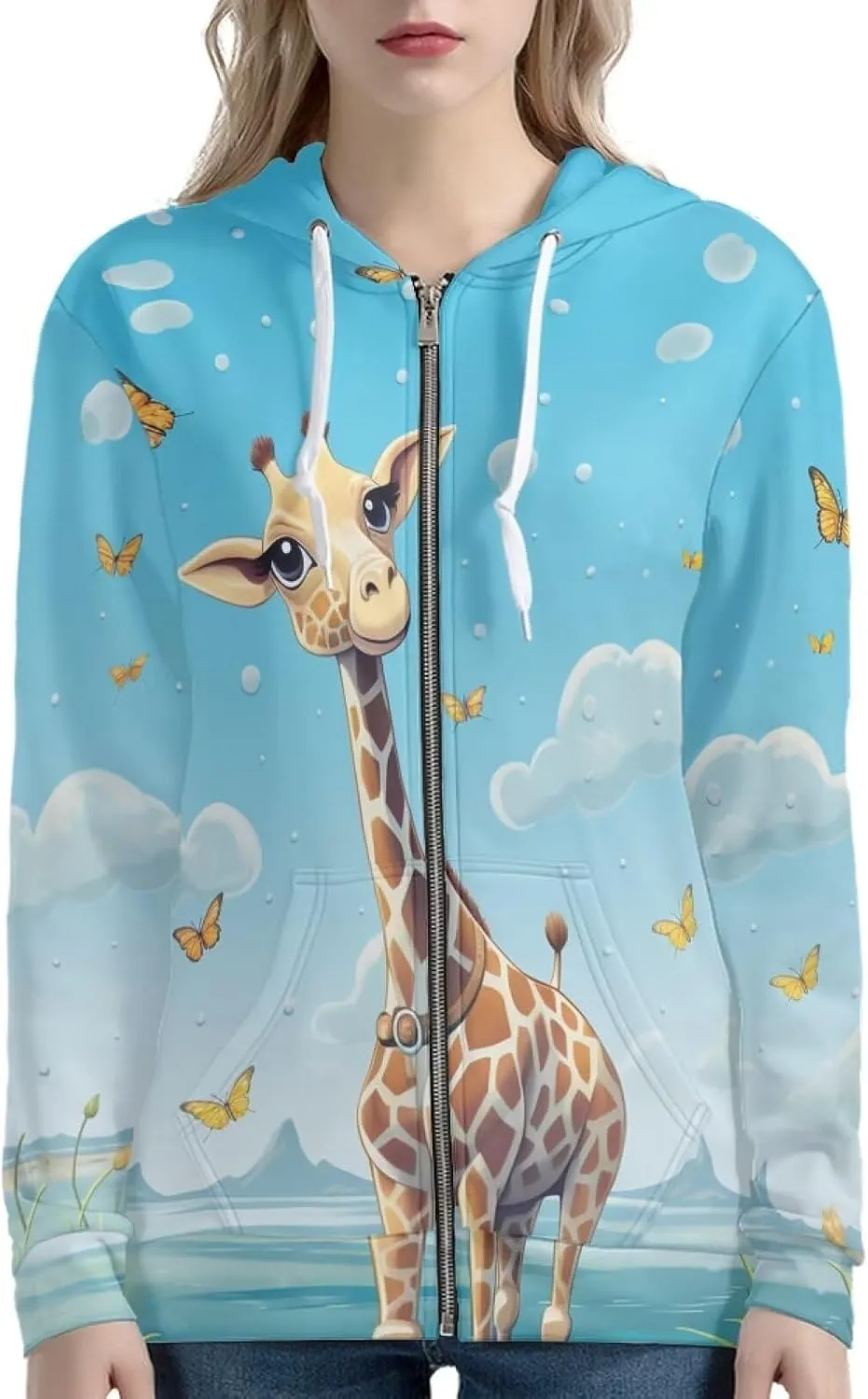 Women's Casual Pullover Long Sleeve Drawstring Hoodie Sweatshirt with Pockets XS-5XL