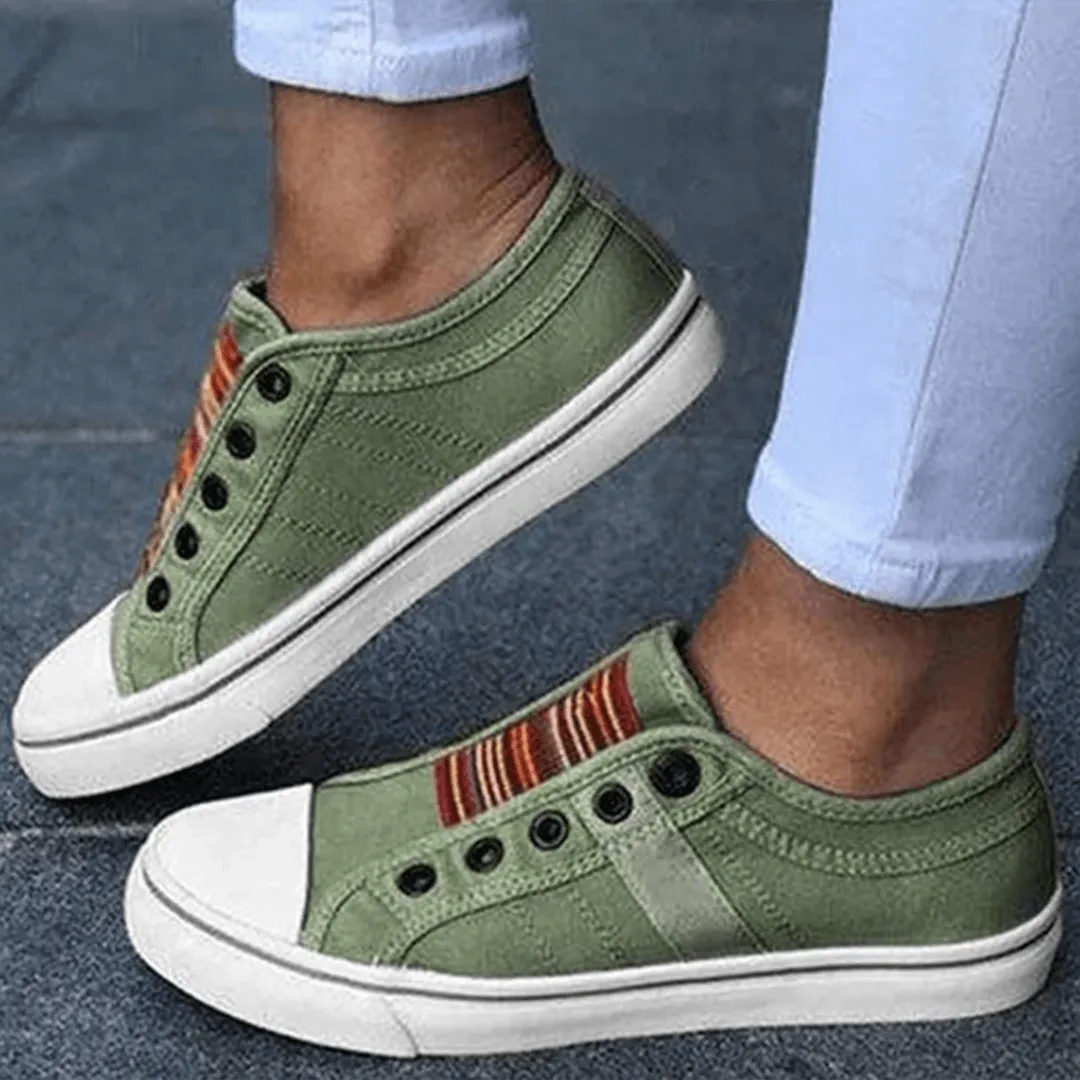 Women's Casual Slip-On Sneakers: Elastic Band & Comfortable Rubber Sole