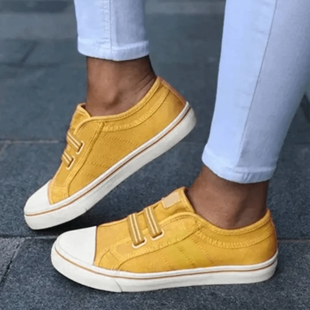 Women's Casual Slip-On Sneakers: Elastic Band & Comfortable Rubber Sole