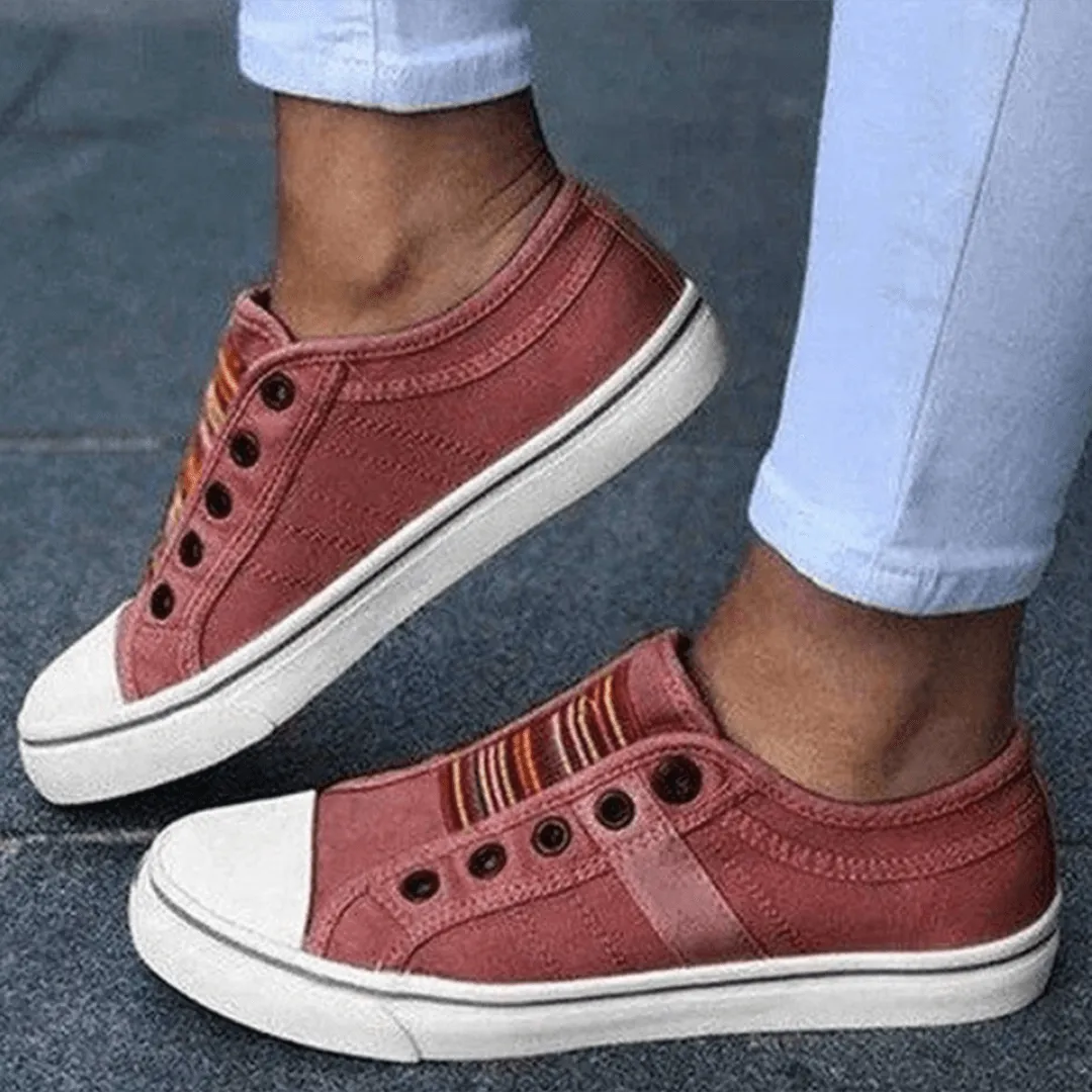 Women's Casual Slip-On Sneakers: Elastic Band & Comfortable Rubber Sole