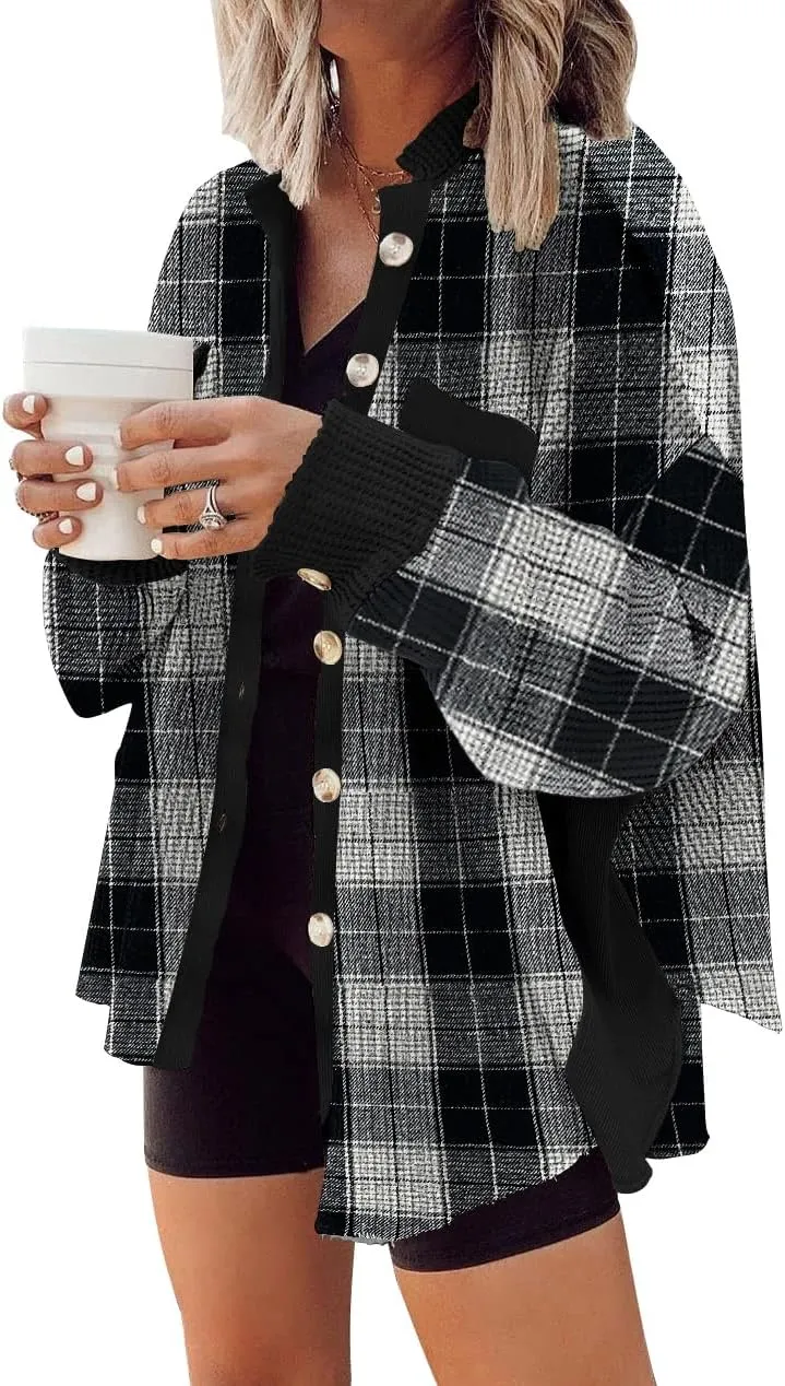 Womens Corduroy Button Down Shirts Color Block Long Sleeve Blouses Tops Jackets