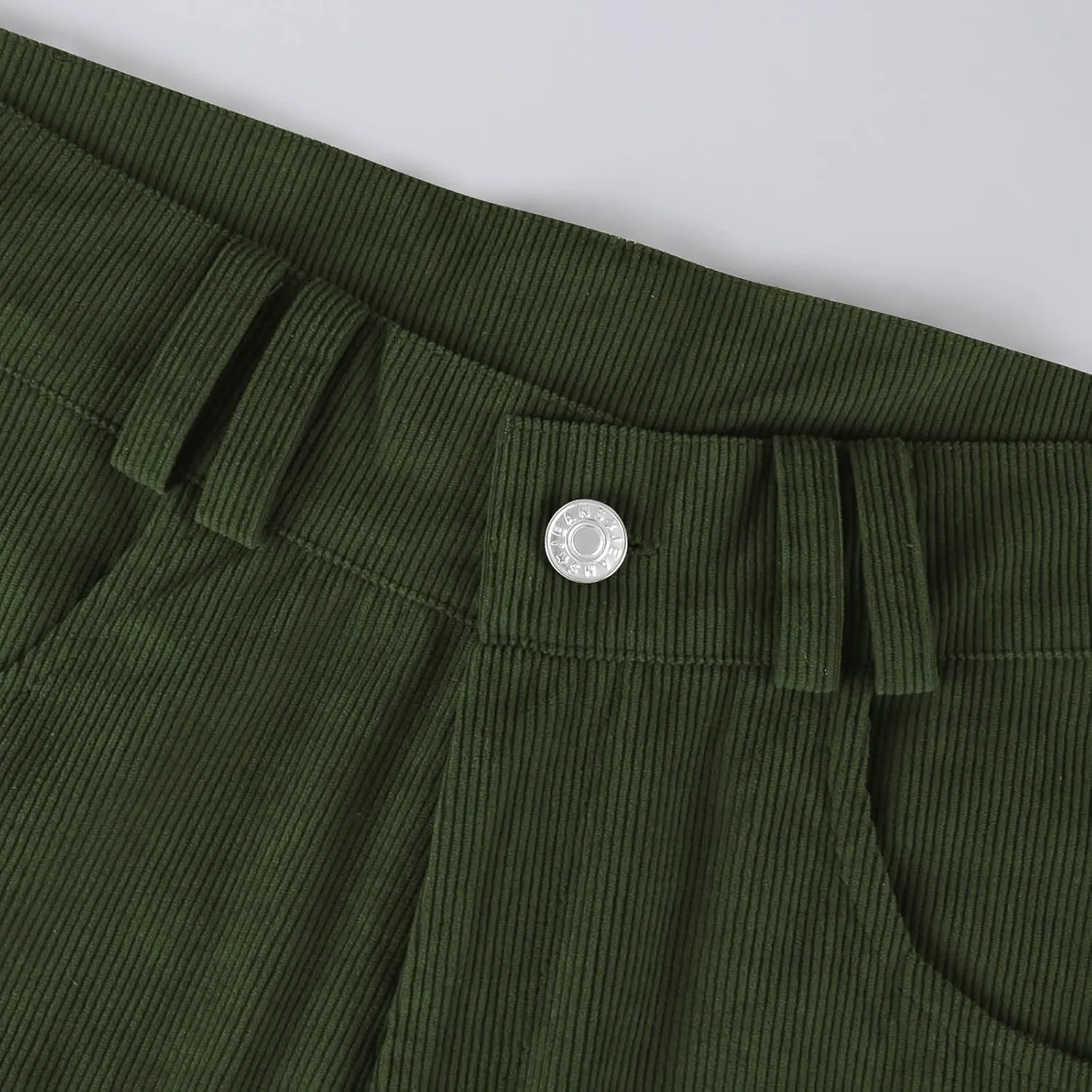 Womens Corduroy Pants Loose Mid Rise Pant Spring Fall Casual Straight Comfy Trousers with Pockets